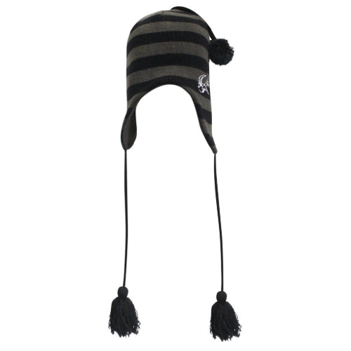 Gray & Black Striped Pom Pom Trapper: Sourpuss - Hat - The Vault