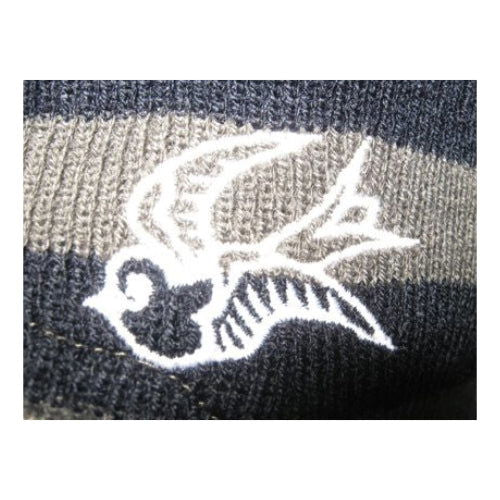 Gray & Black Striped Pom Pom Trapper: Sourpuss - Hat - The Vault