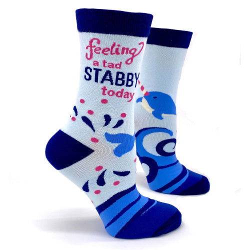 Novelty: Feeling a Tad Stabby Today (Narwhal) - Crew Socks - The Vault