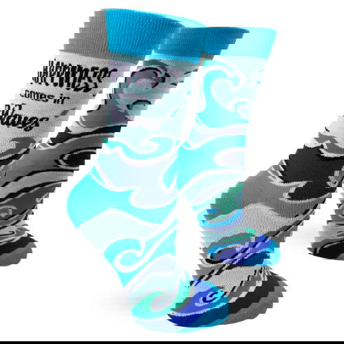 Novelty: Happiness Comes in Waves - Crew Socks - The Vault