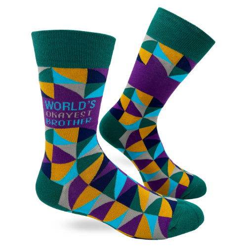 Novelty: World's Okayest Brother - Crew Socks - The Vault