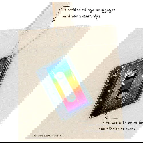 Retro Cassette Tape Deco Sticker Tag: Dazzler Rainbow Glitter - Fydelity - The Vault