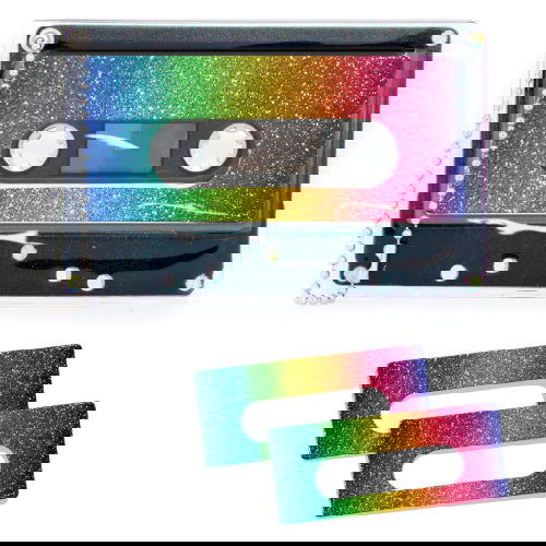 Retro Cassette Tape Deco Sticker Tag: Dazzler Rainbow Glitter - Fydelity - The Vault