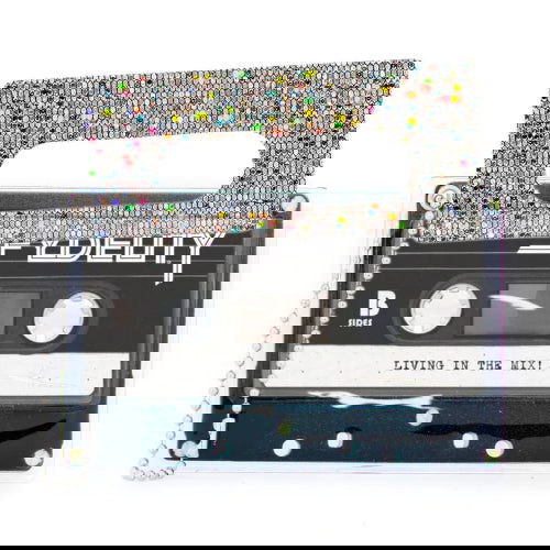 Retro Cassette Tape Deco Sticker Tag: Glam Rainbow Silver Glitter - Fydelity - The Vault