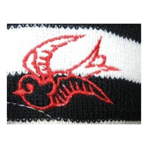 White & Black Striped Pom Pom Trapper: Sourpuss - Hat - The Vault