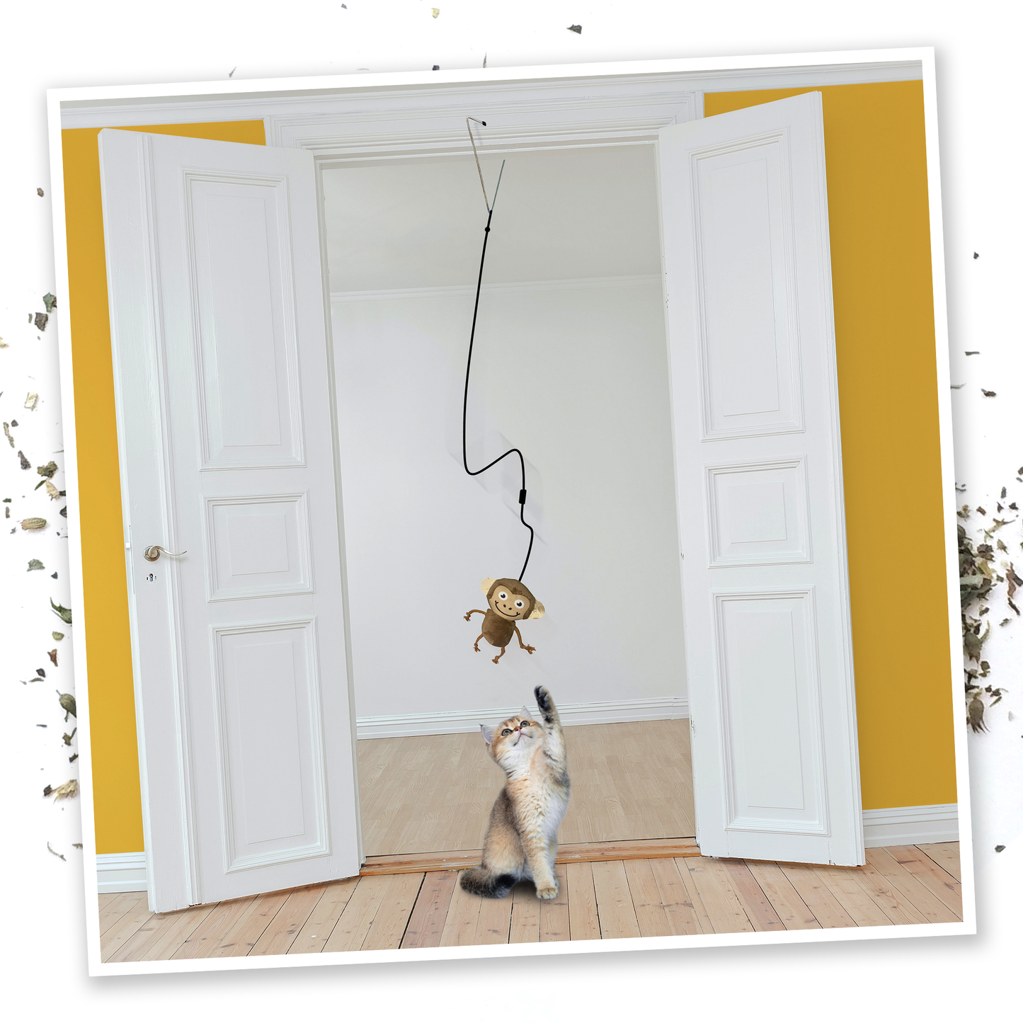 Jump 'n' Jamb! Get The Monkey Off Your Back: Refillable Catnip Swinging Toy - Meowijuana