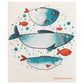 Blue Fish Family: Single Cloth - SWEDEdischcloths - The Vault