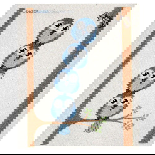 Bluebirds in Tree: Single Cloth - SWEDEdischcloths - The Vault