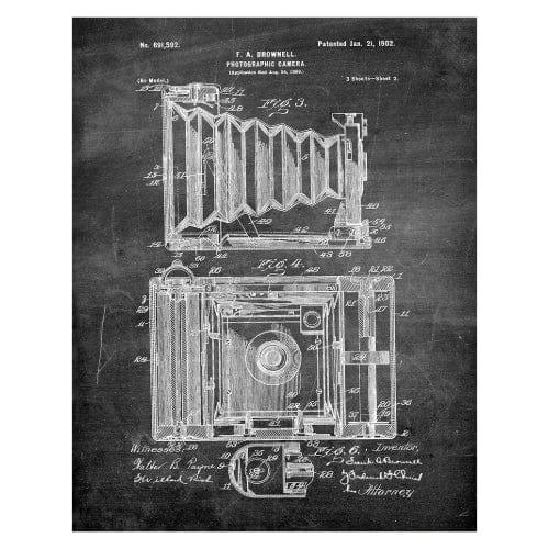 Camera Brownell Sheet 2 1902: Patent Art Print - Chalkboard - The Vault