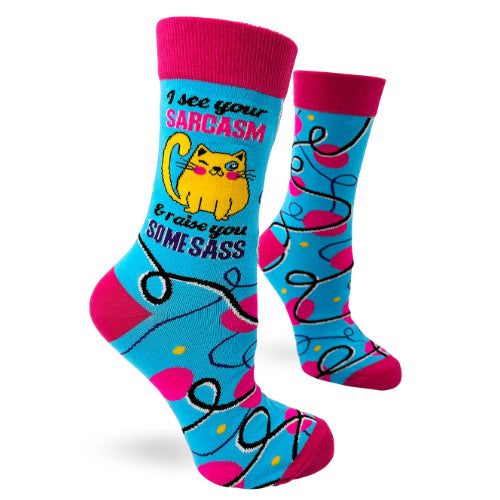 Novelty: I See Your Sarcasm & Raise You Some Sass - Crew Socks