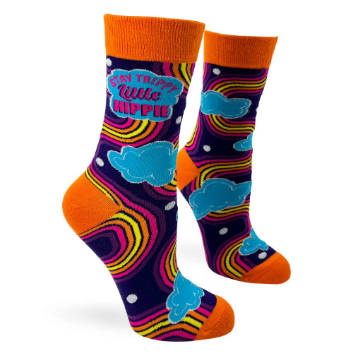 Novelty: Stay Trippy Little Hippie - Crew Socks