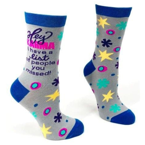 Novelty: Hey Karma I Have a List - Crew Socks