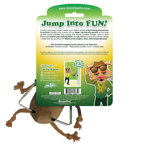 Jump 'n' Jamb! Get The Monkey Off Your Back: Refillable Catnip Swinging Toy - Meowijuana