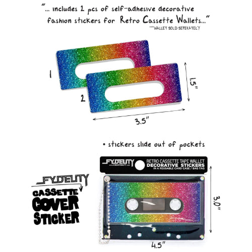 Retro Cassette Tape Deco Sticker Tag: Dazzler Rainbow Glitter - Fydelity