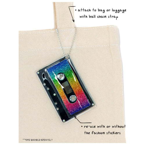 Retro Cassette Tape Deco Sticker Tag: Dazzler Rainbow Glitter - Fydelity