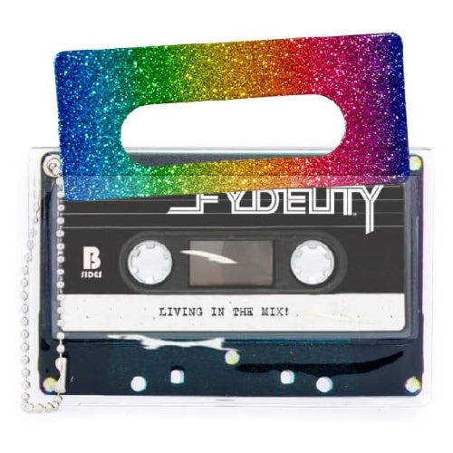 Retro Cassette Tape Deco Sticker Tag: Dazzler Rainbow Glitter - Fydelity