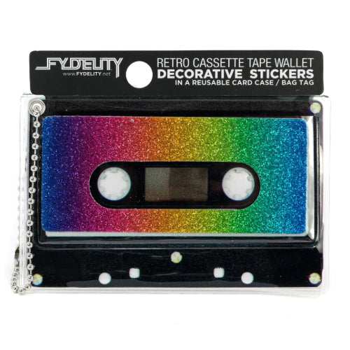 Retro Cassette Tape Deco Sticker Tag: Dazzler Rainbow Glitter - Fydelity