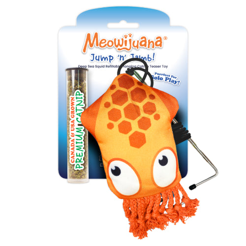 Jump 'n' Jamb! Deep Sea Squid: Refillable Catnip Swinging Toy - Meowijuana