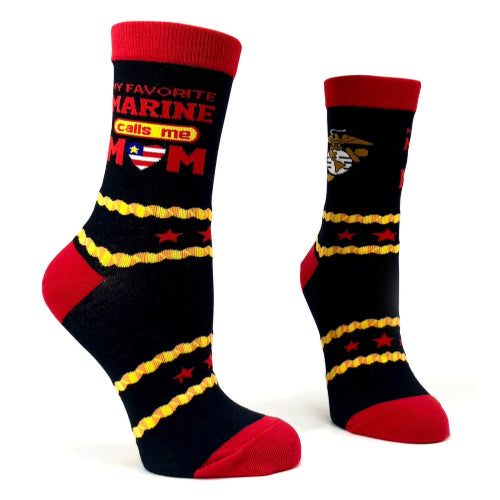 Novelty: My Favorite Marine Calls Me Mom - Crew Socks