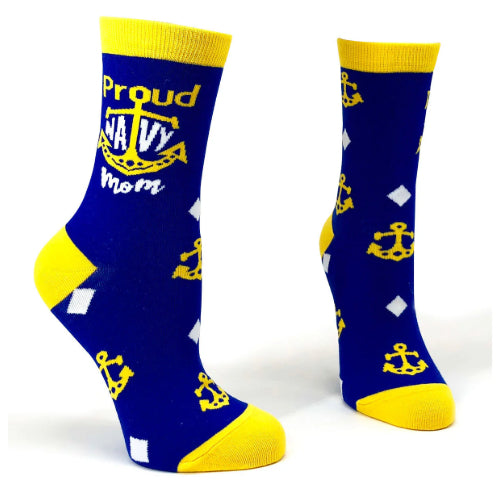 Novelty: Proud Navy Mom - Crew Socks