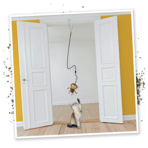 Jump 'n' Jamb! Get The Monkey Off Your Back: Refillable Catnip Swinging Toy - Meowijuana