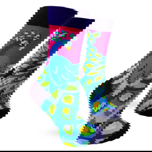 Novelty: Bright & Colorful Peacock - Crew Socks - The Vault