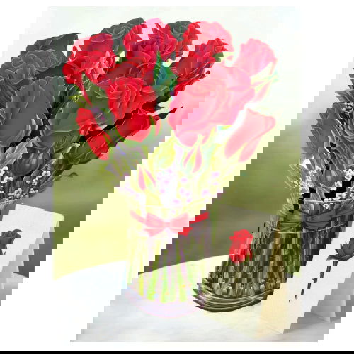 Red Roses: Pop-Up Bouquet Greeting Card - FreshCut Paper - The Vault