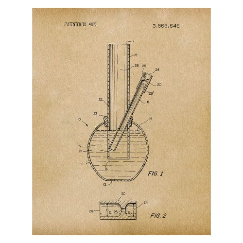 Water Pipe 1975: Patent Art Print - Parchment - The Vault