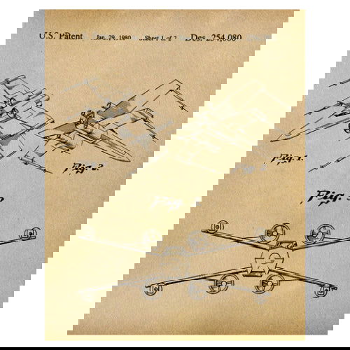 X-wing Starfighter 1980: Patent Art Print - Parchment - The Vault